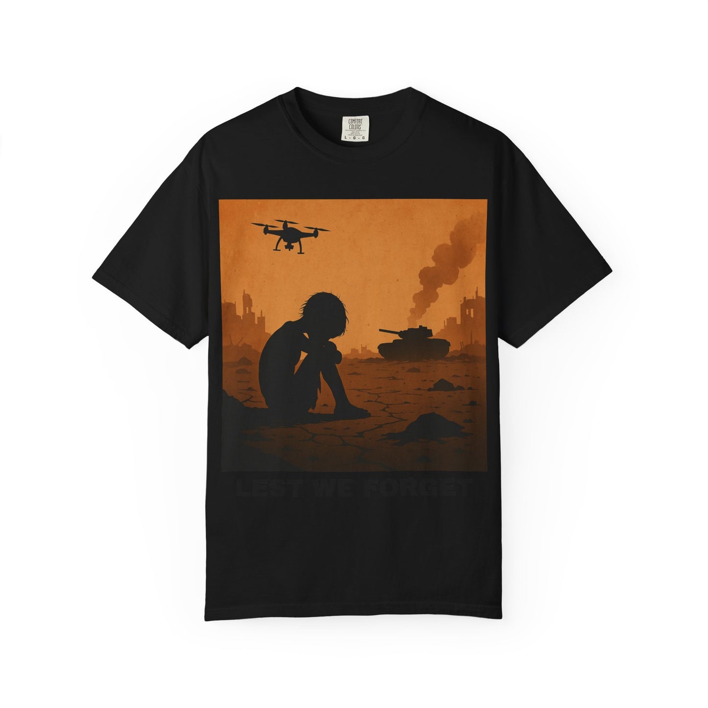 Unisex Garment-Dyed T-shirt, Lest We Forget Tee, Casual Wear, Memorial Day Shirt, Thought-Provoking Graphic Tee